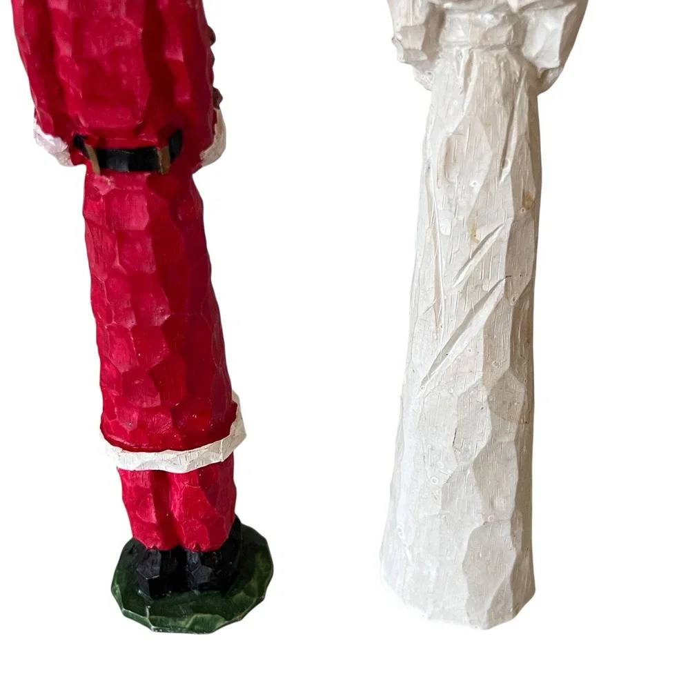 Vintage World Bazaars Christmas Figurines Resin Santa Snowman Angel Set 3‎